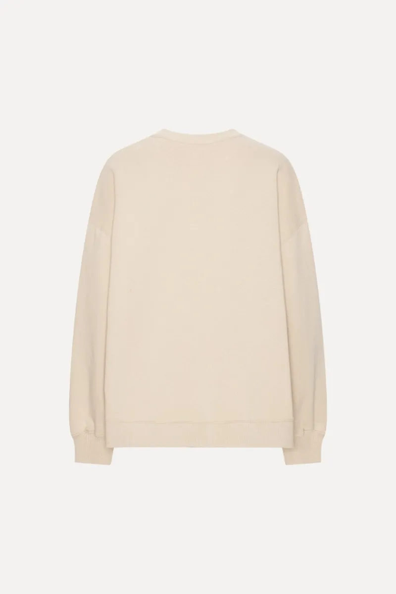 Tops-ROTATE Birger Christensen Heavy Sweat Crewneck Beige Cement color