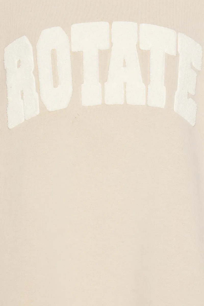 Tops-ROTATE Birger Christensen Heavy Sweat Crewneck Beige Cement color