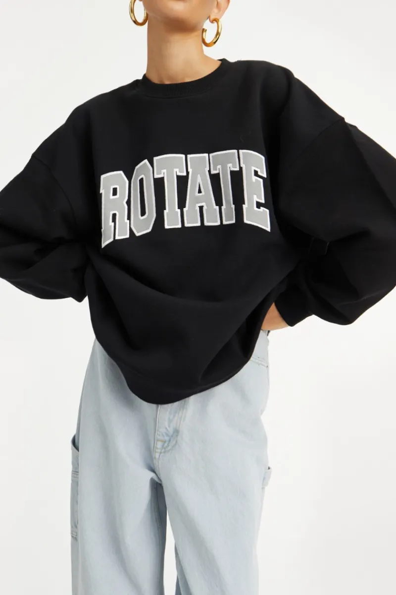 Tops-ROTATE Birger Christensen Heavy Sweat Crewneck Black Black color