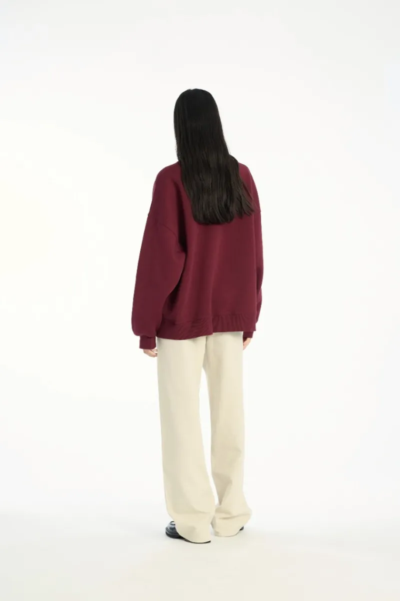 Tops-ROTATE Birger Christensen Heavy Sweat Crewneck Bordeaux Zinfandelcolor