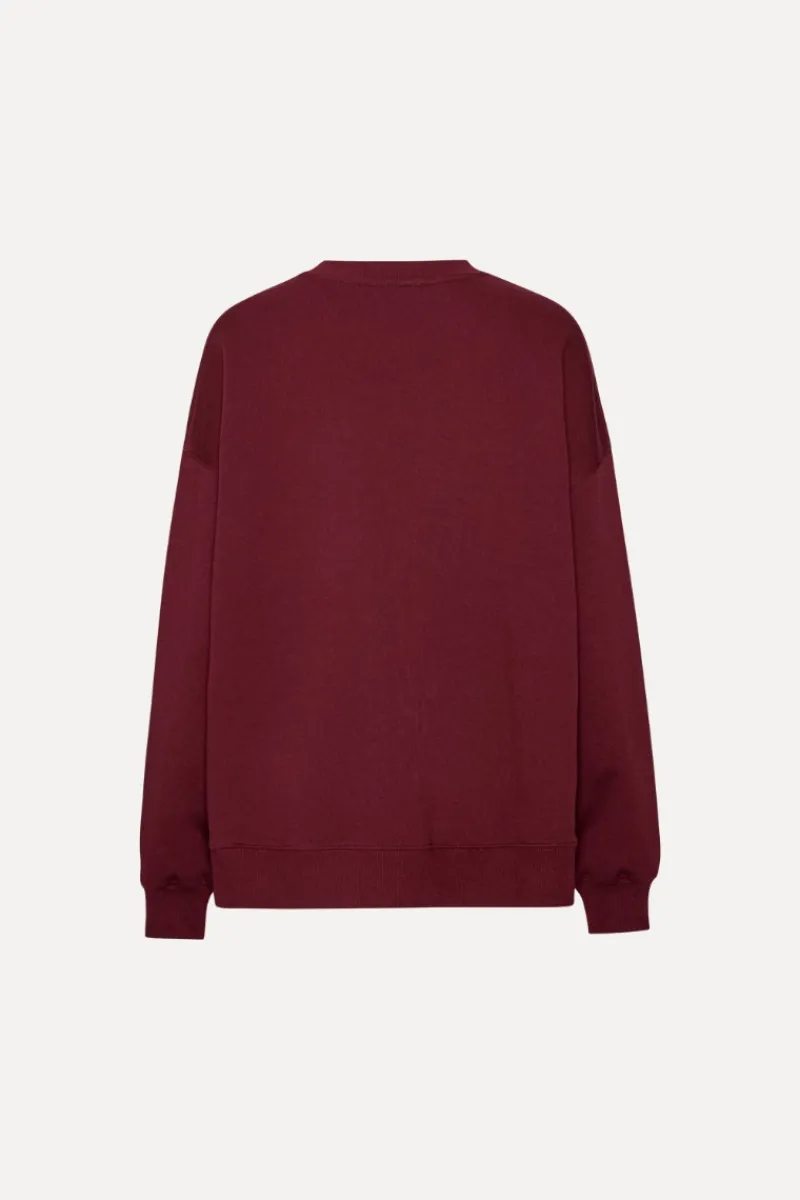 Tops-ROTATE Birger Christensen Heavy Sweat Crewneck Bordeaux Zinfandelcolor