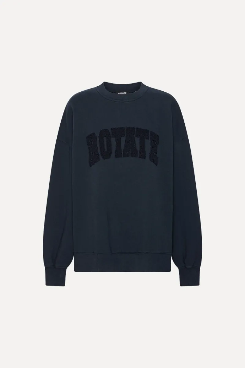 Tops-ROTATE Birger Christensen Heavy Sweat Crewneck Dark Blue Sky Captain (Dark Blue) color