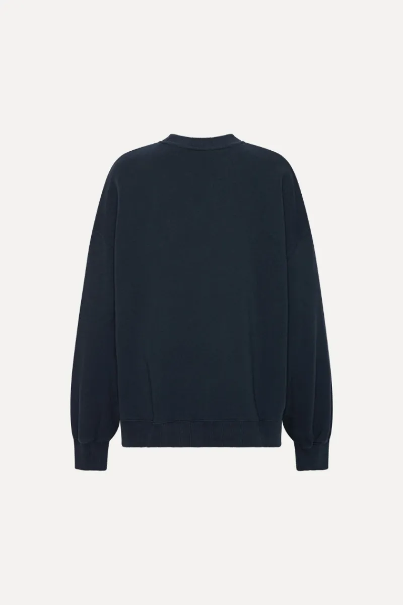 Tops-ROTATE Birger Christensen Heavy Sweat Crewneck Dark Blue Sky Captain (Dark Blue) color
