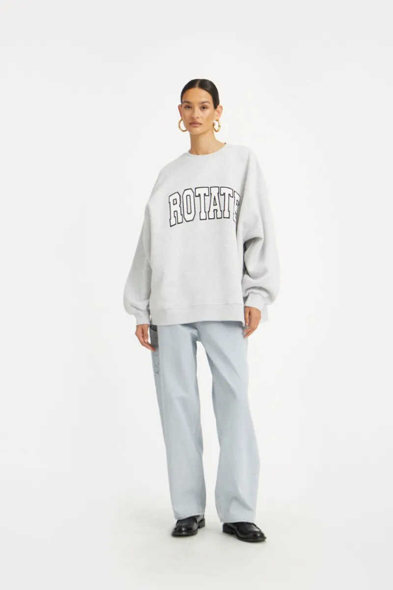 Tops-ROTATE Birger Christensen Heavy Sweat Crewneck Light Grey Light Grey Melange color