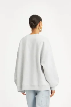 Tops-ROTATE Birger Christensen Heavy Sweat Crewneck Light Grey Light Grey Melange color