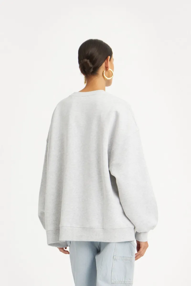 Tops-ROTATE Birger Christensen Heavy Sweat Crewneck Light Grey Light Grey Melange color