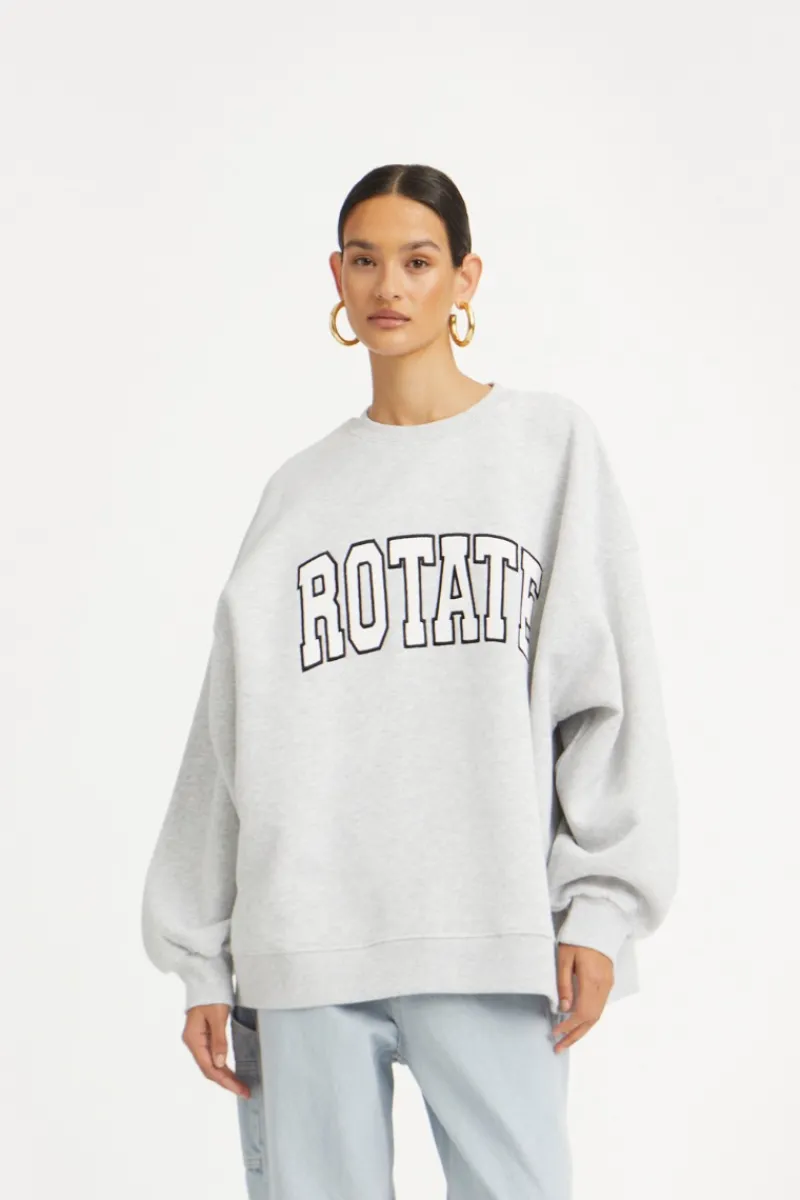 Tops-ROTATE Birger Christensen Heavy Sweat Crewneck Light Grey Light Grey Melange color