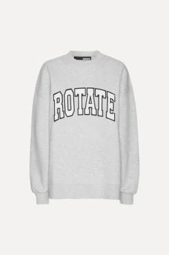 Tops-ROTATE Birger Christensen Heavy Sweat Crewneck Light Grey Light Grey Melange color