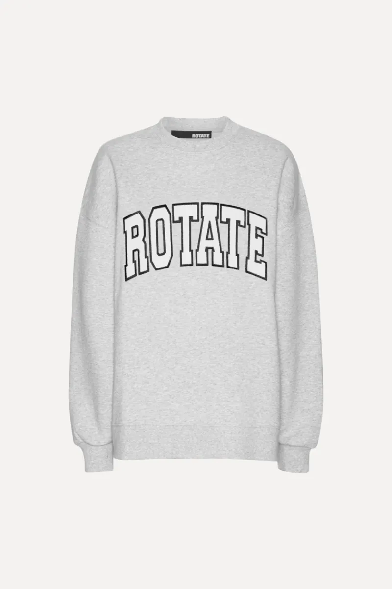 Tops-ROTATE Birger Christensen Heavy Sweat Crewneck Light Grey Light Grey Melange color