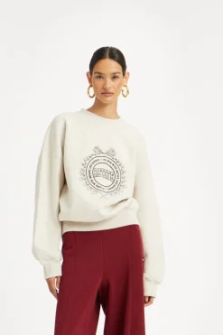 Tops-ROTATE Birger Christensen Heavy Sweat Crewneck White Melange White Melange color