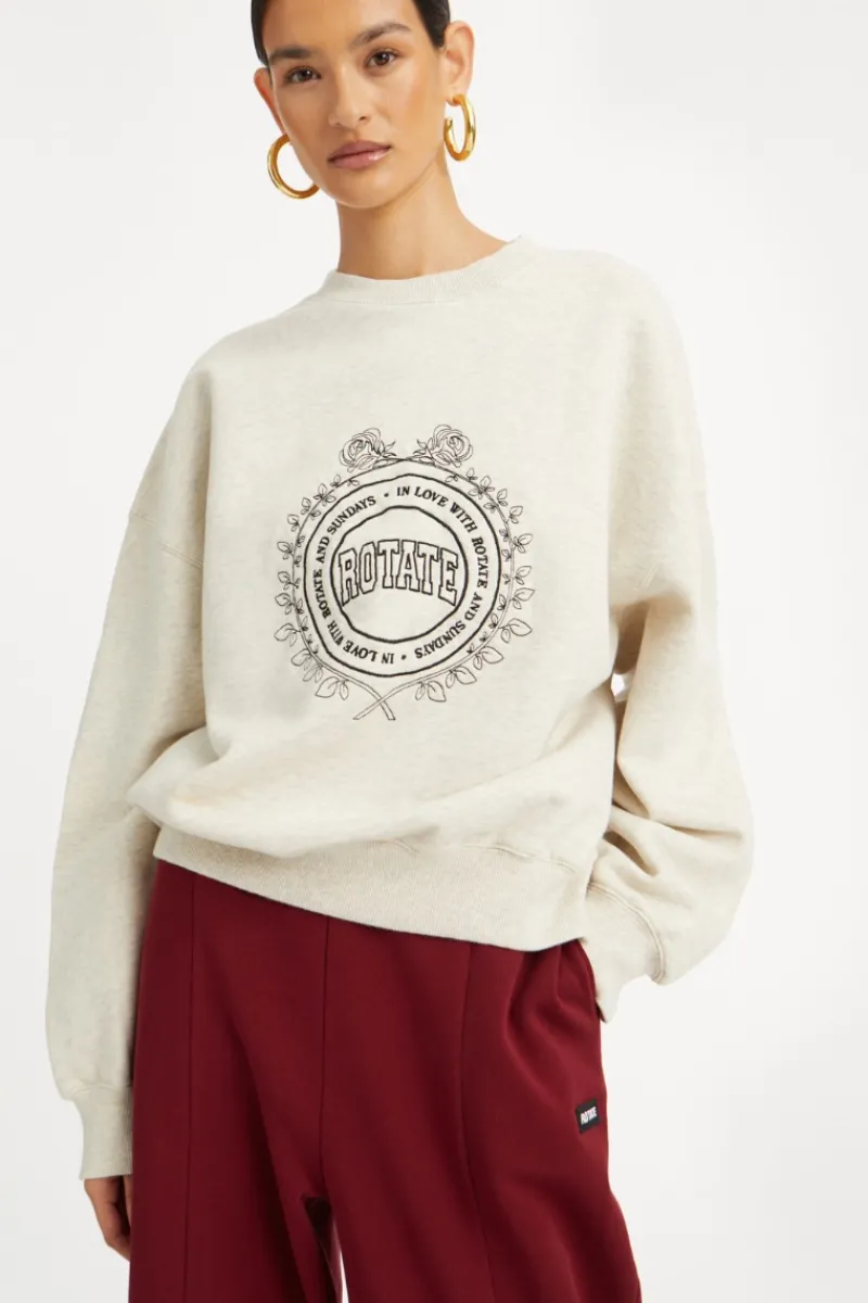 Tops-ROTATE Birger Christensen Heavy Sweat Crewneck White Melange White Melange color