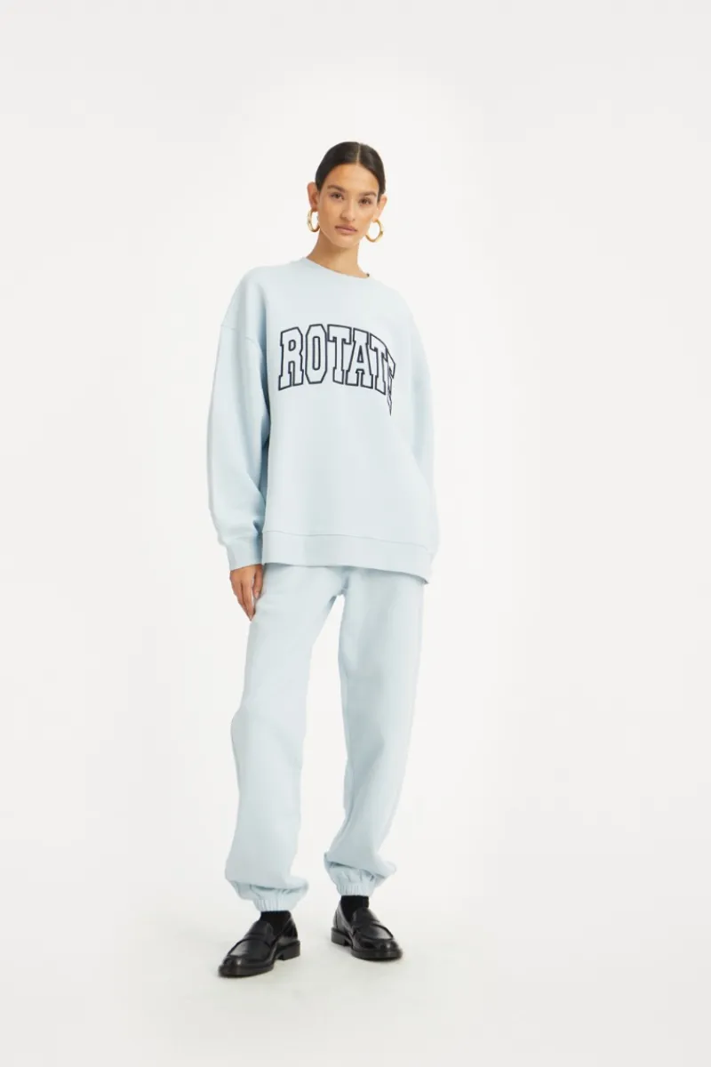 Pants-ROTATE Birger Christensen Heavy Sweatpants Light Blue Baby Blue color