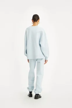 Pants-ROTATE Birger Christensen Heavy Sweatpants Light Blue Baby Blue color