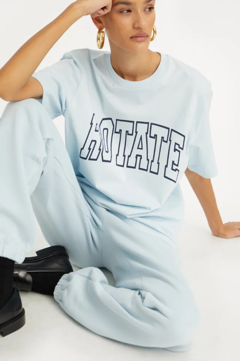 Pants-ROTATE Birger Christensen Heavy Sweatpants Light Blue Baby Blue color