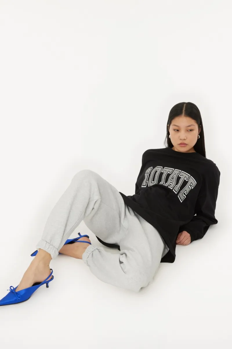 Pants-ROTATE Birger Christensen Heavy Sweatpants Light Grey Light Grey Melange color