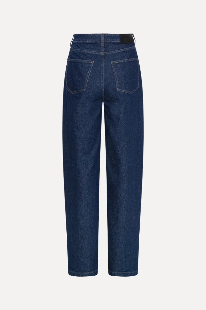 Pants-ROTATE Birger Christensen Heavy Woven Wide Pants Dark Blue SKY CAPTAIN color