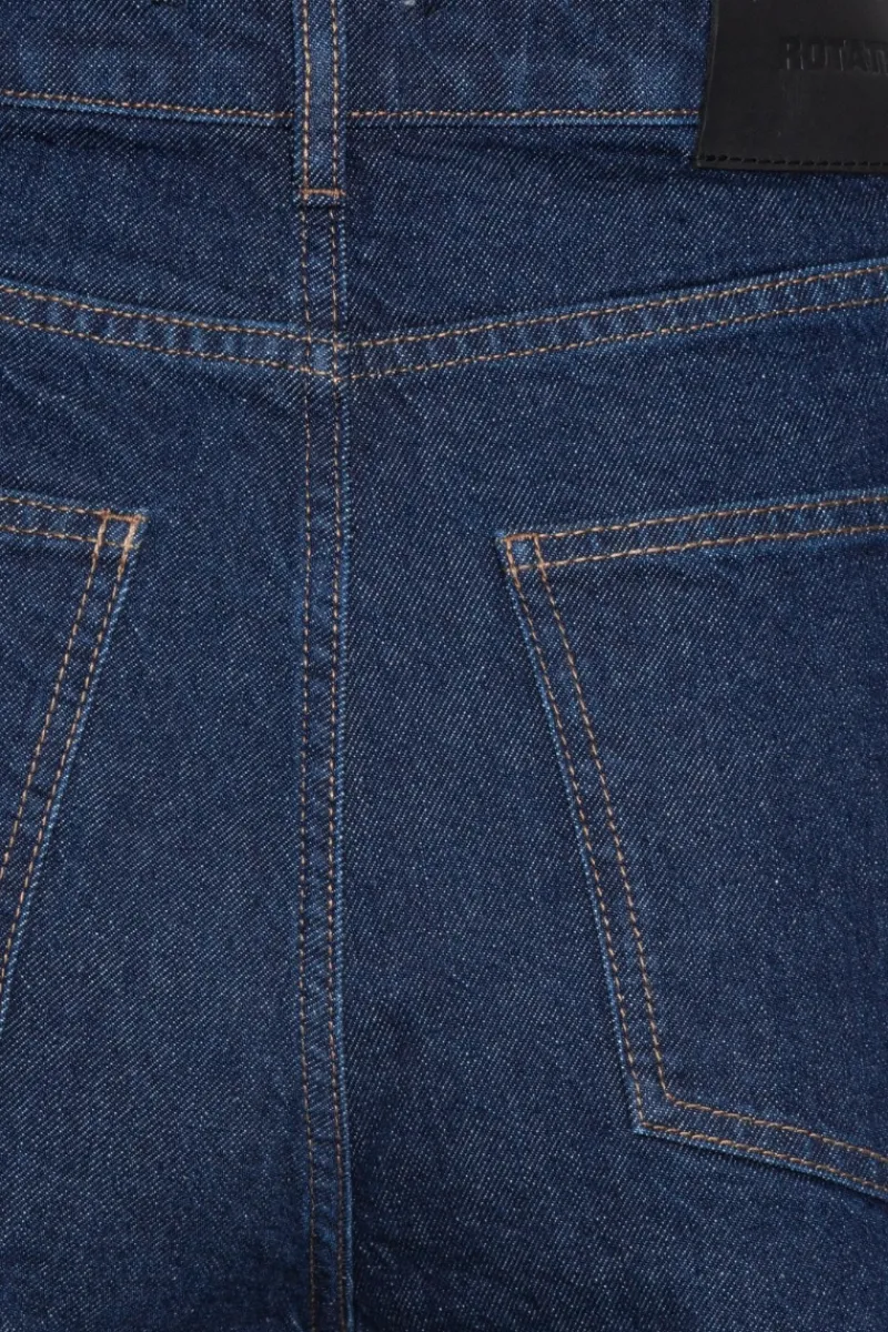 Pants-ROTATE Birger Christensen Heavy Woven Wide Pants Dark Blue SKY CAPTAIN color