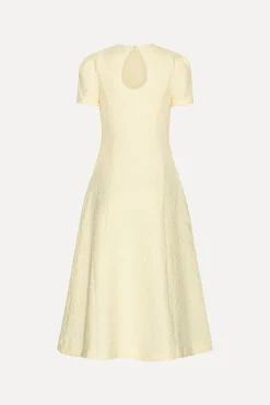 Midi Dresses|Dresses-ROTATE Birger Christensen Jacquard Flared Dress Yellow Winter White color