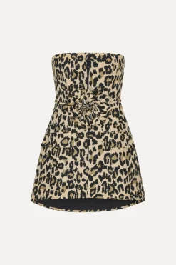 Mini Dresses|Tops-ROTATE Birger Christensen Jacquard Long Top Leopard Print Dijon Comb color