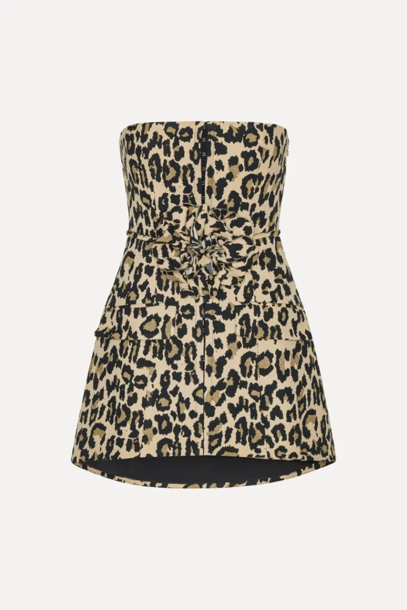 Mini Dresses|Tops-ROTATE Birger Christensen Jacquard Long Top Leopard Print Dijon Comb color