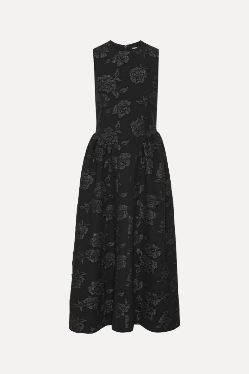 Midi Dresses|Dresses-ROTATE Birger Christensen Jacquard Midi Dress Black Black color