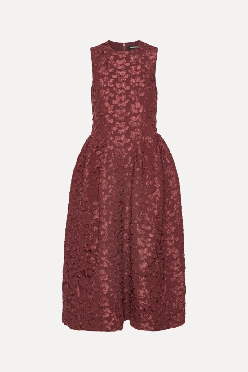 Midi Dresses|Dresses-ROTATE Birger Christensen Jacquard Midi Dress Burgundy Zinfandelcolor