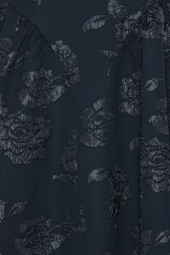 Midi Dresses|Dresses-ROTATE Birger Christensen Jacquard Midi Dress Dark Blue Sky Captain (Dark Blue) color