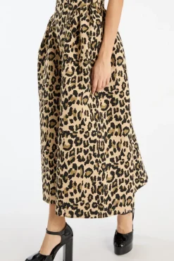 Midi Dresses|Dresses-ROTATE Birger Christensen Jacquard Midi Dress Leopard Print Dijon Comb color