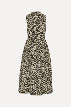 Midi Dresses|Dresses-ROTATE Birger Christensen Jacquard Midi Dress Leopard Print Dijon Comb color