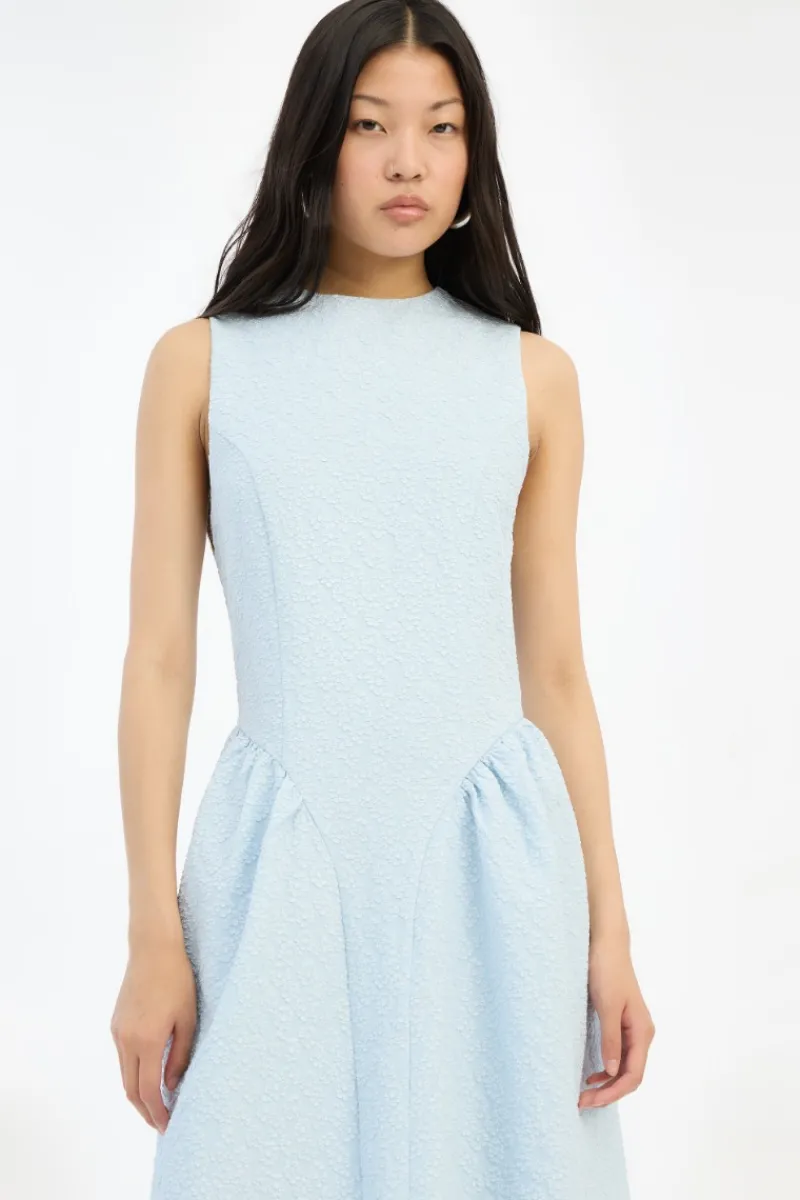 Midi Dresses|Dresses-ROTATE Birger Christensen Jacquard Midi Dress Light Blue Plein Air color