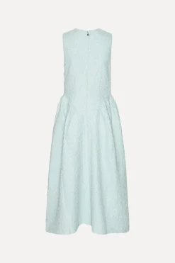 Midi Dresses|Dresses-ROTATE Birger Christensen Jacquard Midi Dress Light Blue Plein Air color