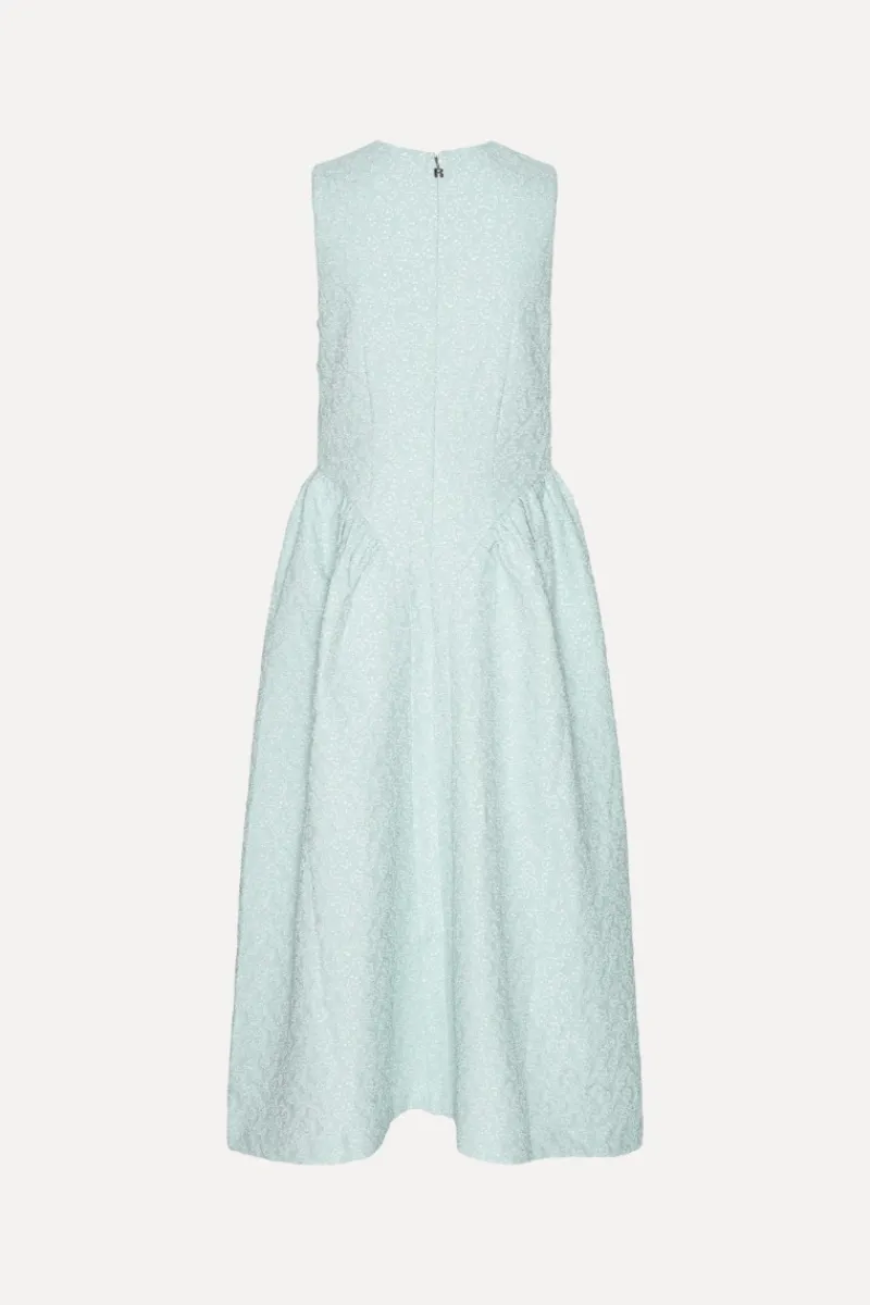 Midi Dresses|Dresses-ROTATE Birger Christensen Jacquard Midi Dress Light Blue Plein Air color