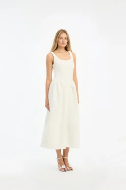 Bridal|Midi Dresses-ROTATE Birger Christensen Jacquard Midi Dress White Egret color