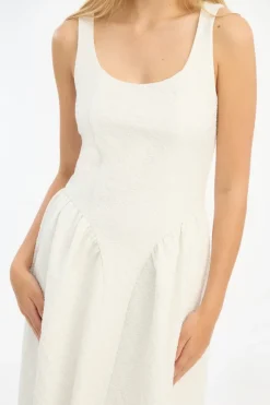 Bridal|Midi Dresses-ROTATE Birger Christensen Jacquard Midi Dress White Egret color