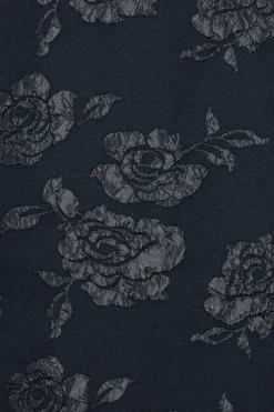 Midi Dresses|Dresses-ROTATE Birger Christensen Jacquard Midi Puff Dress Dark Blue Sky Captain (Dark Blue) color