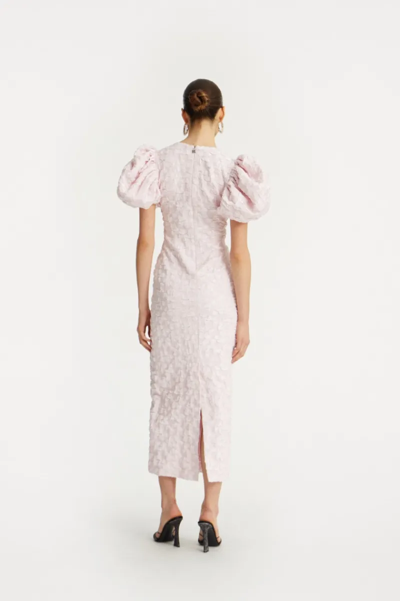 Midi Dresses|Dresses-ROTATE Birger Christensen Jacquard Midi Puffy Dress Light Pink Ballerina color