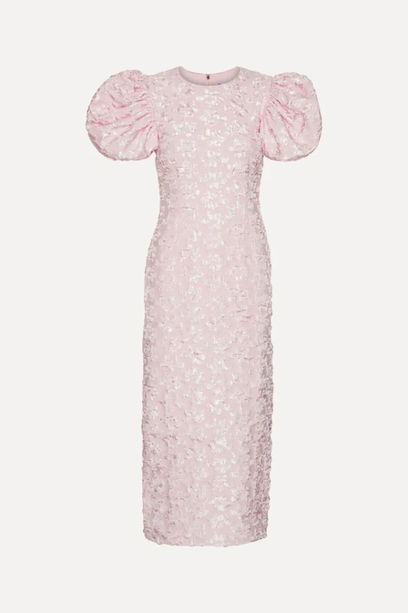 Midi Dresses|Dresses-ROTATE Birger Christensen Jacquard Midi Puffy Dress Light Pink Ballerina color