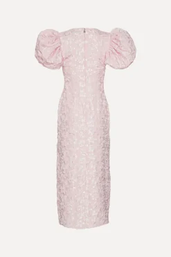 Midi Dresses|Dresses-ROTATE Birger Christensen Jacquard Midi Puffy Dress Light Pink Ballerina color
