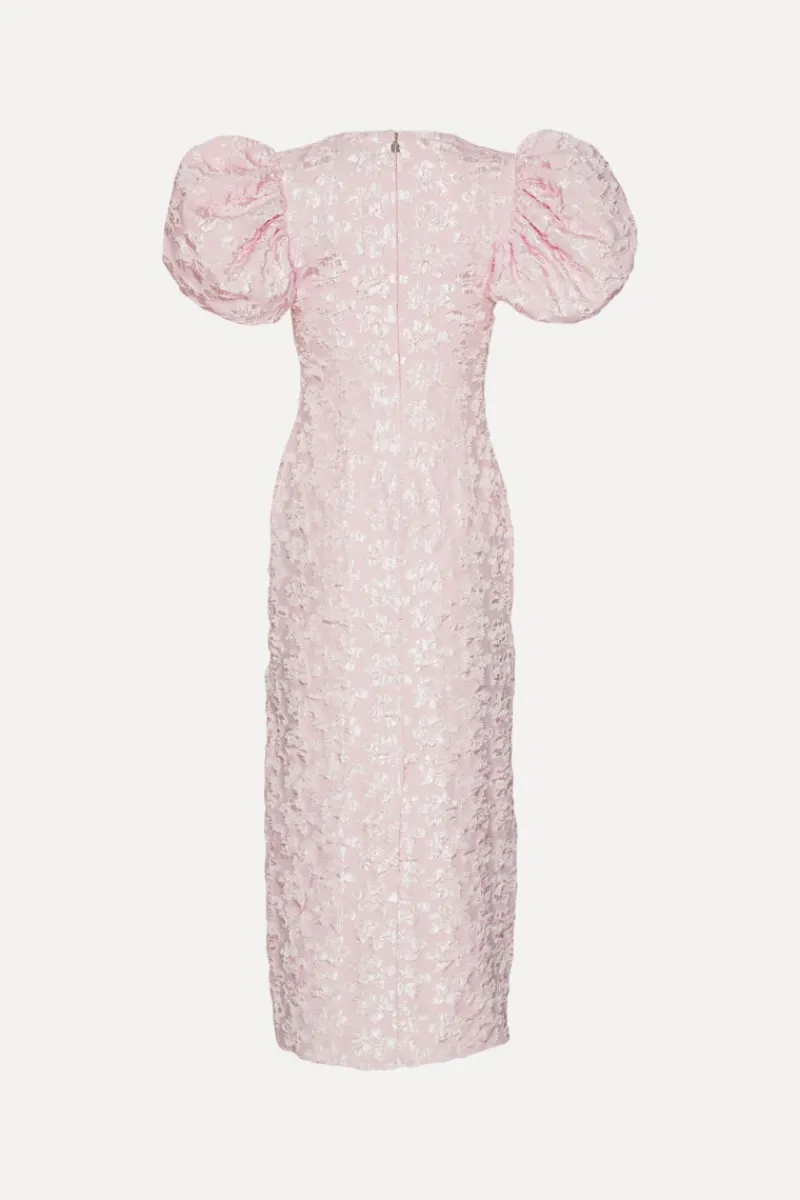 Midi Dresses|Dresses-ROTATE Birger Christensen Jacquard Midi Puffy Dress Light Pink Ballerina color