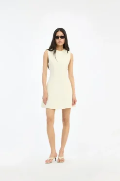 Mini Dresses|Dresses-ROTATE Birger Christensen Jacquard Mini Dress Yellow Winter White color