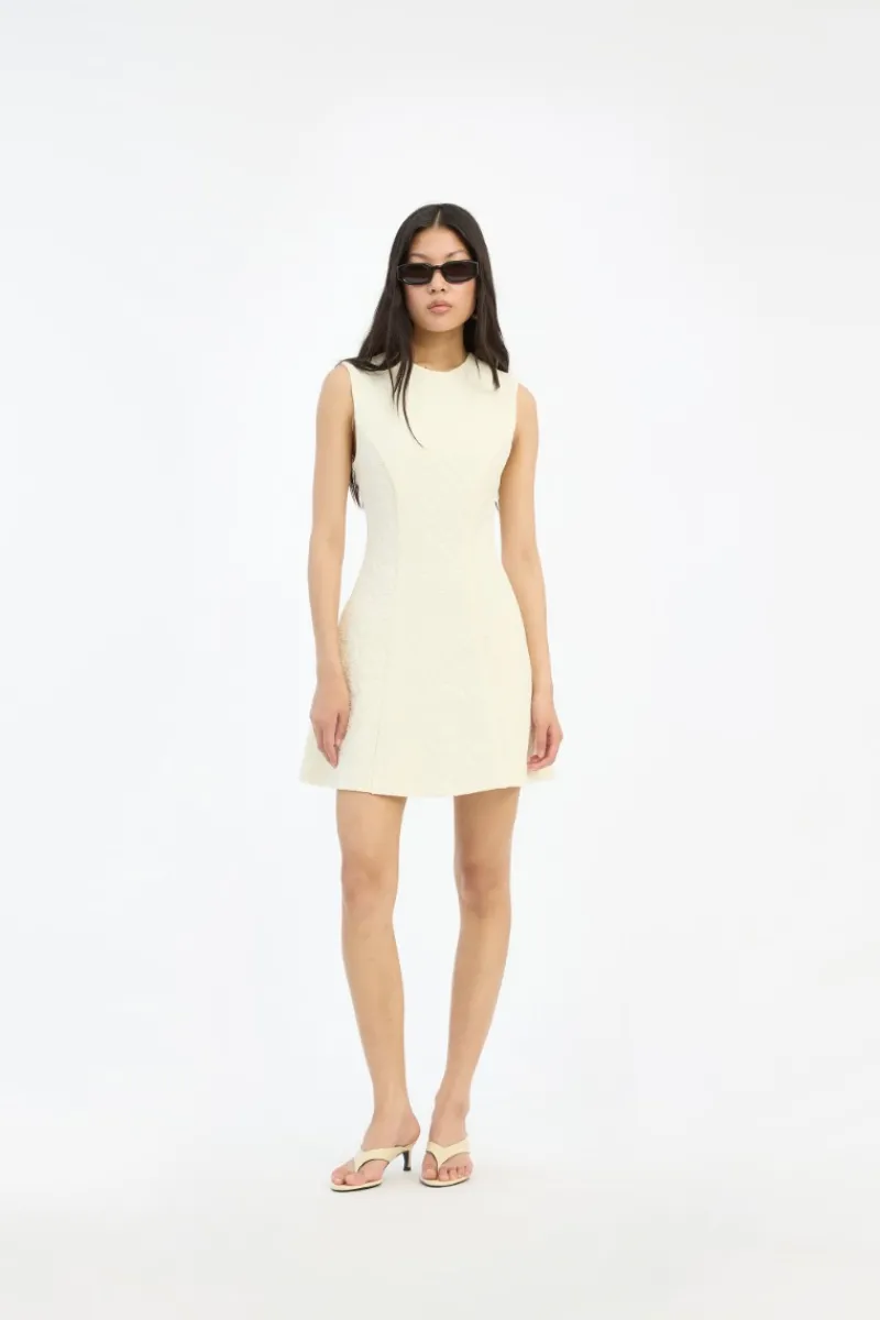 Mini Dresses|Dresses-ROTATE Birger Christensen Jacquard Mini Dress Yellow Winter White color