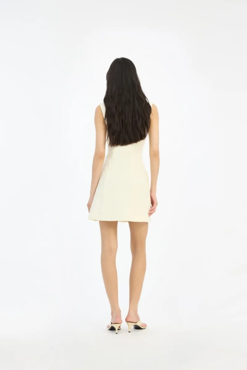 Mini Dresses|Dresses-ROTATE Birger Christensen Jacquard Mini Dress Yellow Winter White color
