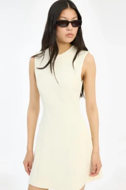 Mini Dresses|Dresses-ROTATE Birger Christensen Jacquard Mini Dress Yellow Winter White color