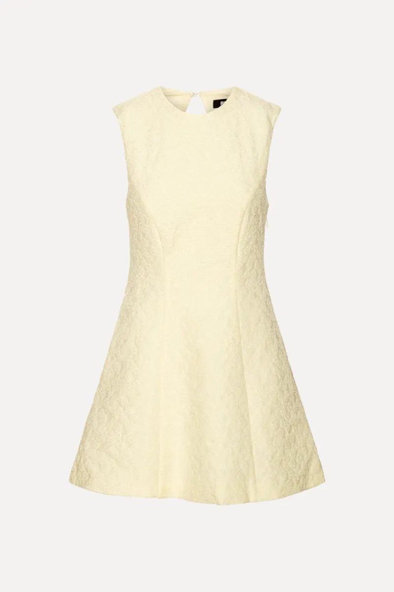 Mini Dresses|Dresses-ROTATE Birger Christensen Jacquard Mini Dress Yellow Winter White color