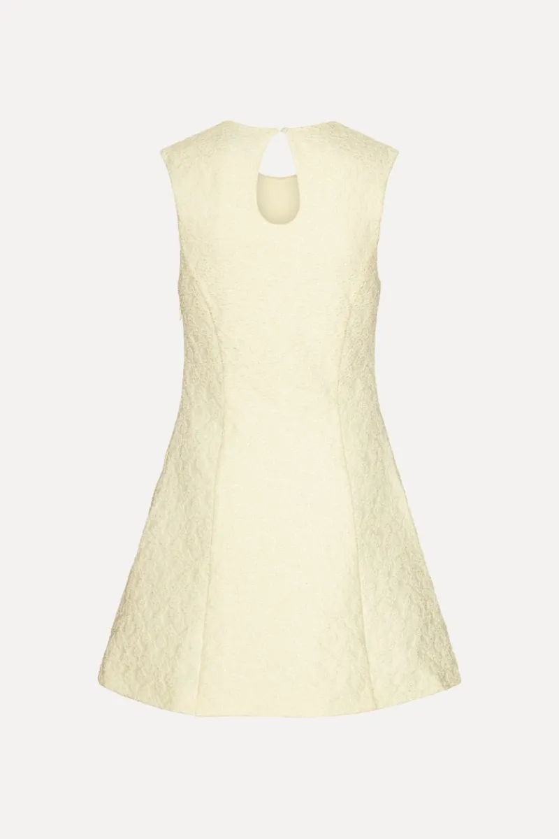 Mini Dresses|Dresses-ROTATE Birger Christensen Jacquard Mini Dress Yellow Winter White color