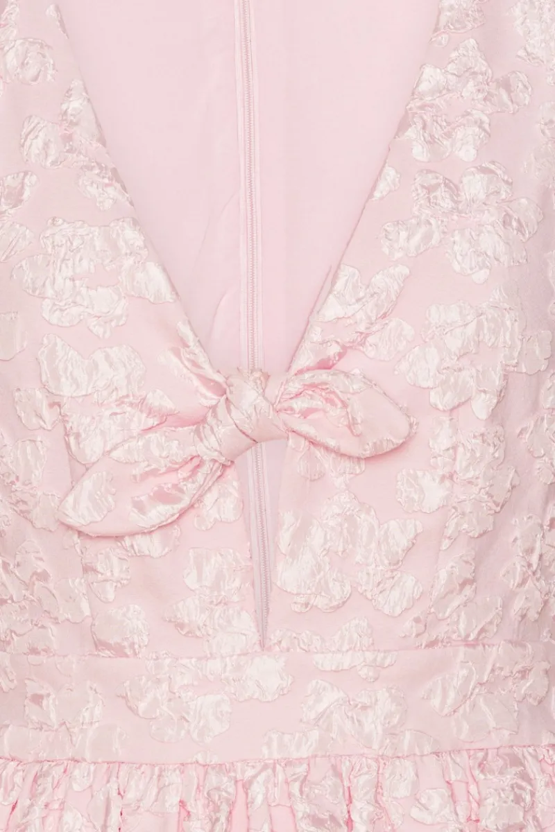 Tops-ROTATE Birger Christensen Jacquard Puff Sleeve Top Light Pink Ballerina color