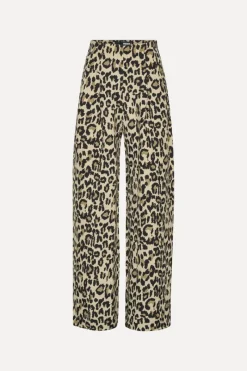Pants-ROTATE Birger Christensen Jacquard Wide Leg Jeans Leopard Print Dijon Comb color