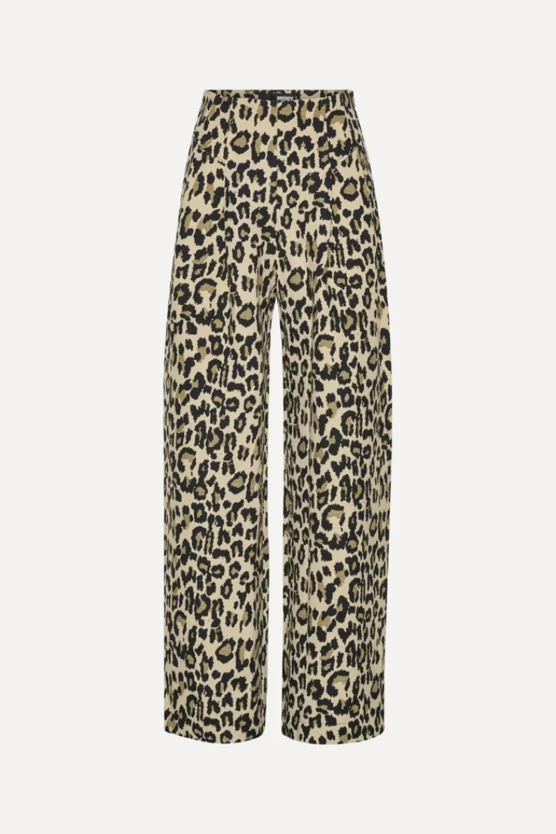 Pants-ROTATE Birger Christensen Jacquard Wide Leg Jeans Leopard Print Dijon Comb color