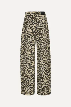 Pants-ROTATE Birger Christensen Jacquard Wide Leg Jeans Leopard Print Dijon Comb color