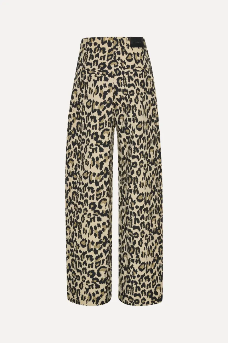 Pants-ROTATE Birger Christensen Jacquard Wide Leg Jeans Leopard Print Dijon Comb color